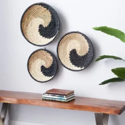 Kirkland's Home Black Seagrass Swirl 3-Pc. Wall Plaque Set- Wall Plaques