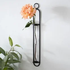 Kirkland's Home Black Singular Glass Wall Budvase- Wall Storage