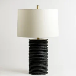 Kirkland's Home Black Stacked Textured Table Lamp- Table Lamps