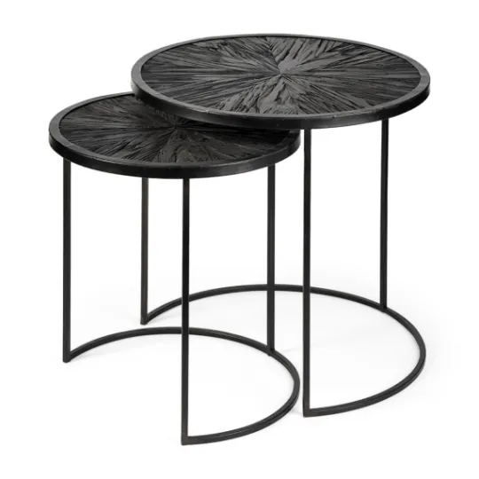 Kirkland's Home Black Starburst Nesting Accent Tables, Set Of 2- Accent & End Tables