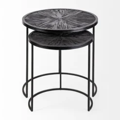 Kirkland's Home Black Starburst Nesting Accent Tables, Set Of 2- Accent & End Tables