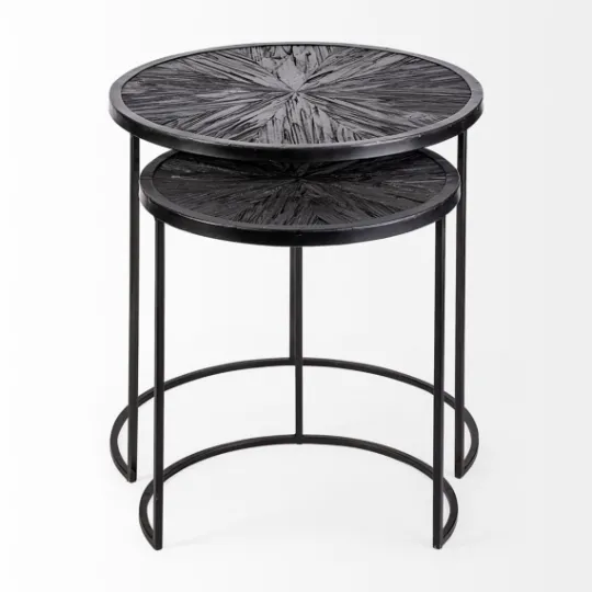 Kirkland's Home Black Starburst Nesting Accent Tables, Set Of 2- Accent & End Tables