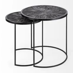 Kirkland's Home Black Starburst Nesting Accent Tables, Set Of 2- Accent & End Tables