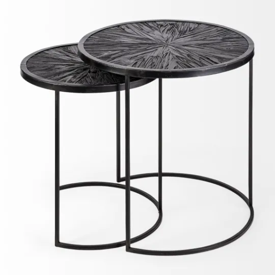 Kirkland's Home Black Starburst Nesting Accent Tables, Set Of 2- Accent & End Tables