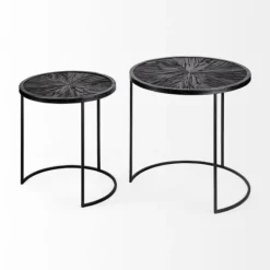 Kirkland's Home Black Starburst Nesting Accent Tables, Set Of 2- Accent & End Tables