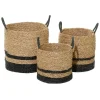 Kirkland's Home Black Stripe Sea Grass Baskets, Set Of 3- Baskets & Boxes