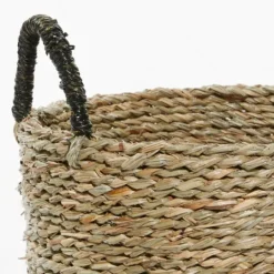 Kirkland's Home Black Stripe Sea Grass Baskets, Set Of 3- Baskets & Boxes