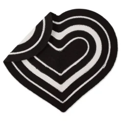 Kirkland's Home Black Striped Heart Pet Bowl Mat- Kitchen & Floor Mats
