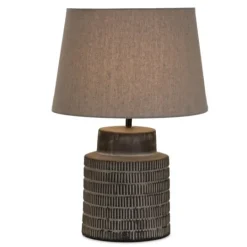 Kirkland's Home Black Terracotta Dash Pattern Table Lamp- Table Lamps