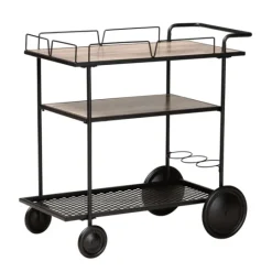 Kirkland's Home Black 3-Tier Industrial Bar Cart- Kitchen Islands & Bar Carts