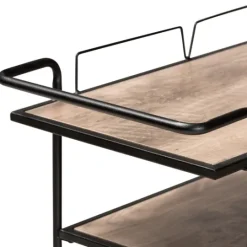 Kirkland's Home Black 3-Tier Industrial Bar Cart- Kitchen Islands & Bar Carts