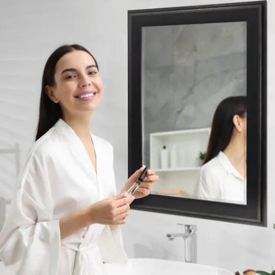Kirkland's Home Black Two Step Beveled Frame Vanity Mirror- Framed Mirrors