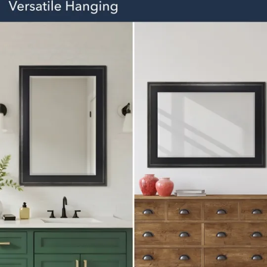 Kirkland's Home Black Two Step Beveled Frame Vanity Mirror- Framed Mirrors