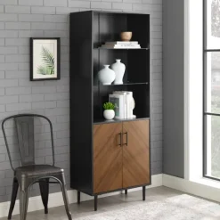 Kirkland's Home Black Two Tone Bookshelf With Hutch- Bookshelves