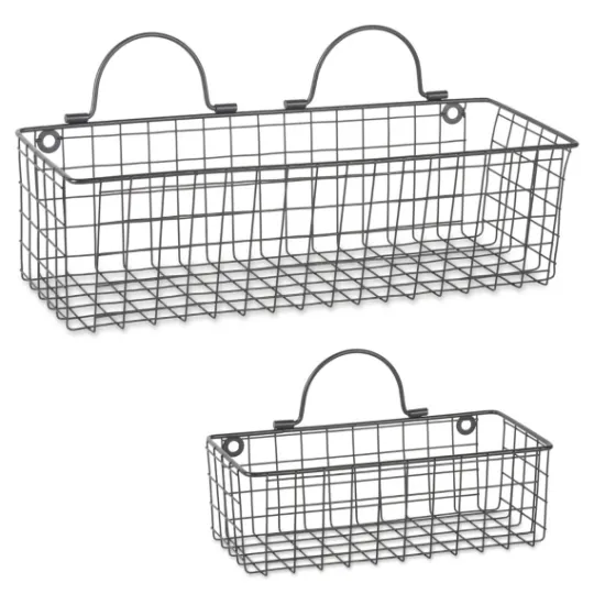 Kirkland's Home Black Wall Hanging Wire Baskets, Set Of 2- Wall Storage