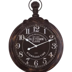 Kirkland's Home Black Weathered Iron Frame Round Wall Clock- Clocks