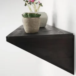 Kirkland's Home Black Wedge Wood Small Floating Shelf- Shelves