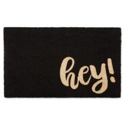 Kirkland's Home Black Whimsical Hey Doormat- Doormats