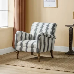 Kirkland's Home Black White Carved Slope Stripe Accent Chair- Accent Chairs