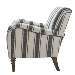 Kirkland's Home Black White Carved Slope Stripe Accent Chair- Accent Chairs