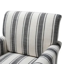 Kirkland's Home Black White Carved Slope Stripe Accent Chair- Accent Chairs