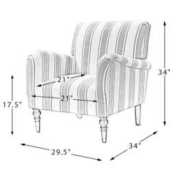 Kirkland's Home Black White Carved Slope Stripe Accent Chair- Accent Chairs
