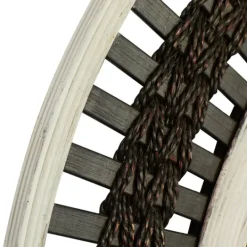 Kirkland's Home Black White Distressed Wood Rope Fiber Wall Mirror- Decorative Mirrors