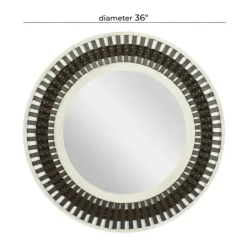 Kirkland's Home Black White Distressed Wood Rope Fiber Wall Mirror- Decorative Mirrors