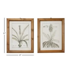 Kirkland's Home Black White Vintage Botanical Framed Art, Set Of 2- Framed Art
