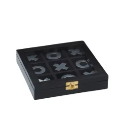 Kirkland's Home Black Wood And Aluminum Tic Tac Toe Game Set- Decorative Accents