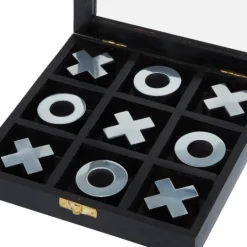 Kirkland's Home Black Wood And Aluminum Tic Tac Toe Game Set- Decorative Accents