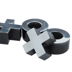 Kirkland's Home Black Wood And Aluminum Tic Tac Toe Game Set- Decorative Accents