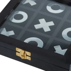 Kirkland's Home Black Wood And Aluminum Tic Tac Toe Game Set- Decorative Accents