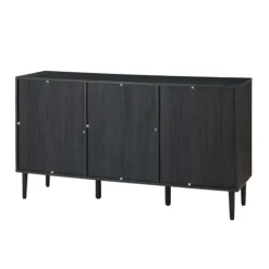 Kirkland's Home Black Wood And Cane Arched Sideboard Cabinet- Cabinets & Sideboards