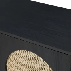 Kirkland's Home Black Wood And Cane Arched Sideboard Cabinet- Cabinets & Sideboards