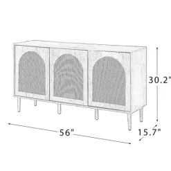 Kirkland's Home Black Wood And Cane Arched Sideboard Cabinet- Cabinets & Sideboards