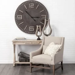 Kirkland's Home Black Wood Block Numbers Wall Clock- Clocks