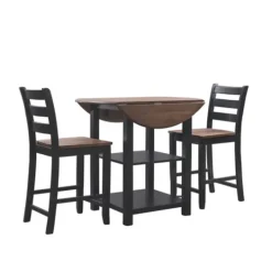 Kirkland's Home Black Wood Farmhouse 3-Pc. Stool And Table Set- Dining Tables