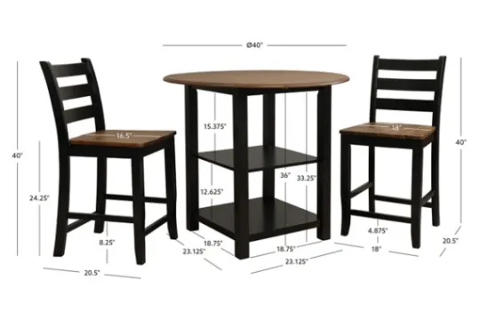 Kirkland's Home Black Wood Farmhouse 3-Pc. Stool And Table Set- Dining Tables