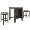 Kirkland's Home Black Wood Linen 3-Pc. Usb Island And Stool Set- Kitchen Islands & Bar Carts