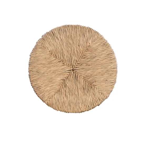 Kirkland's Home Black Wood Seagrass Seat Swivel Counter Stool- Bar Stools & Counter Height Stools