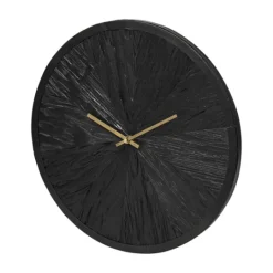 Kirkland's Home Black Wood Texture Wall Clock With Gold Hands- Clocks