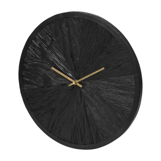 Kirkland's Home Black Wood Texture Wall Clock With Gold Hands- Clocks