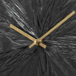 Kirkland's Home Black Wood Texture Wall Clock With Gold Hands- Clocks