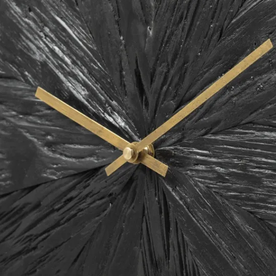 Kirkland's Home Black Wood Texture Wall Clock With Gold Hands- Clocks