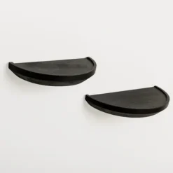 Kirkland's Home Black Wooden Half-Moon Wall Shelves, Set Of 2- Shelves