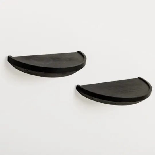 Kirkland's Home Black Wooden Half-Moon Wall Shelves, Set Of 2- Shelves
