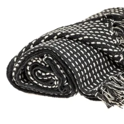 Kirkland's Home Black Woven Pattern Wool Tassel Throw- Blankets & Throws