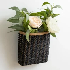 Kirkland's Home Black Woven Wall Pocket- Wall Storage
