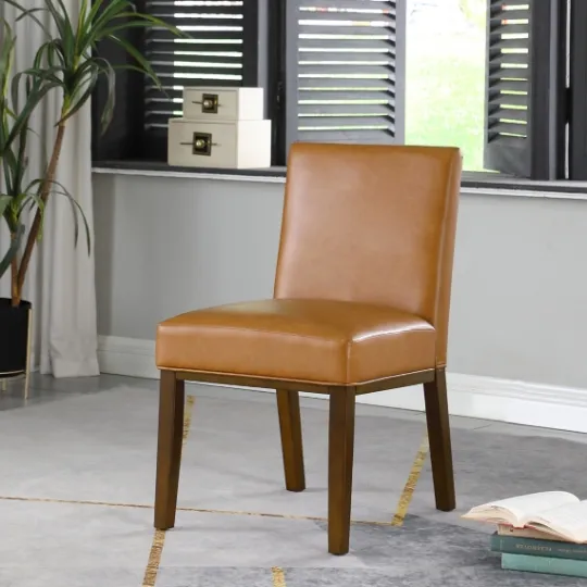 Kirkland's Home Blair Carmel Leather Dining Chair- Dining Chairs